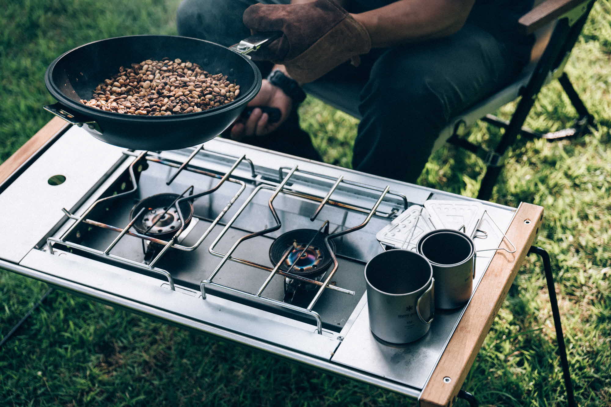 Frying coffee beans with Snow Peak GS-230