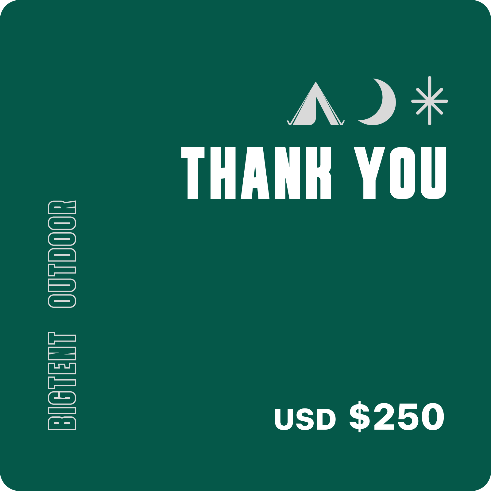 bigtent giftcard $250 usd